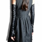 Women s Real Leather Fashion Fingerless Party Evening Opera long  Mittens Gloves