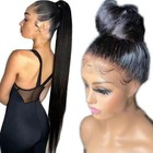 New Long Straight Hair Black Color Synthetic Lace Front Wigs Straight