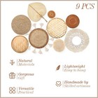 Sieral Set Of 9 Wall Basket Decor Boho Hanging Rattan Flat Round Wicker Woven