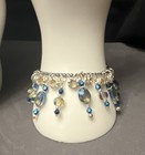 Mermaid Blue Crystal Jewelry Set Necklace Bracelet   Dangle Earrings