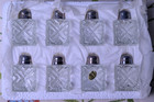 Vintage Silver Plated Glass Salt   Pepper Shakers Set 8pc Hong Kong S145 Boxed