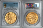Albania 1927-r Ahmet Zogu Gold 100 Franga No Star Variety Pcgs Ms-63