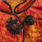 Wmns Vintage Red Silk Brocade Traditional Chinese Asian Short Puff Sleeve Top S