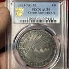 1824 Guatemala Central American Republic 8 Reales Coin Ng Mint Pcgs Au50 Toner