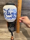 Vintage Blue Delft Porcelain Wall Mount Manual Coffee Grinder Windmill