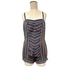 Vintage 1940s Rainbow Knit Striped Swim Pinup Playsuit