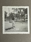 Vintage Photo Young Man Playing Baseball Up To Bat Home Plate Field