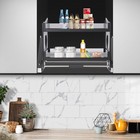 2 Tier Kitchen Cabinet  Pull Down Bowl Dish Cup Organizer Shelf 74 27 52cm