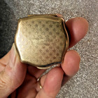 Vintage Stratton England Rose Pattern Pillbox Mini Pill Box Gold Tone