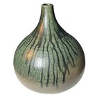 Vintage Drip Glaze Art Pottery Vase Gray Green Heavy Handcrafted Artist Signed