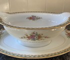 Noritake Noreen Gravy Boat With Attached Underplate 1940s Vintage Floral Cottage