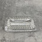 Vintage Circleware Butter Dish Clear Embossed Glass Retro Starburst