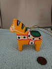 Vintage Swedish Dala Hand Carved Painted Wood Yellow Dala Horse 3   