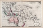 1889 Oceania - Australasia Map Original Tunison - Hawaii  - Philippines - Borneo