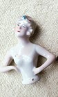 1920 s Porcelain Half Doll Germany Pin Cushion Art Deco Flapper Arms Akimbo 6099
