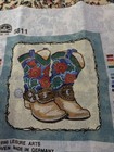 Vintage Leisure Arts Dmc 5811  Flowers And Cowboy Boots  Needlepoint Canvas Only