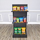 24 0  Wide Gondola Rack Stand With Two Shelves Black Pegboard Display
