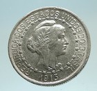 1913 Brazil Stars And Liberty Silver Genuine 1000 Reis Brazilian Coin I76824