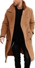 Mens Double Breasted Trench Coat Notched Lapel Business Casual Long Winter Overc