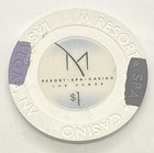 M Resort Hotel Casino Las Vegas Nevada Nv  1 Chip White Black Purple 2009