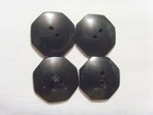 1920s Antique 4 Large 22 Mm Octagon Motif Black Fakelite Buttons 52511