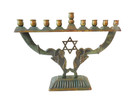 Judaica Vintage Jewish Hanukkah Solid Brass Menorah Made In Israel