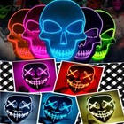 Halloween Led Glow Mask 3 Mode El Wire Costume Clubbing Rave Cosplay Party Purge