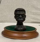 Vintage Hand Carved African Elder Ebony Wood Sculpture Statue Bust 4 5  T
