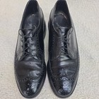 Florsheim Shoes Mens 8 Black Wingtip Oxford Leather Varsity 20819 Vtg 80s