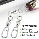 10 60pcs Fishing Ball Bearing Barrel Swivels With Fast Snap Clip 44-176lb
