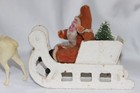 Vintage Christmas Belsnickle Santa Clay Face Cardboard Sleigh Celluloid Deer