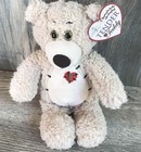 First   Main Tan Tender Teddy Bear Plush 12  Brown Stitching Red Heart  1815 Tag