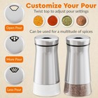 Original Salt And Pepper Shakers Set With Adjustable Pour Holes - Glass And S   