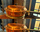 Vintage Copper 5 Piece Set  Chafing Dish With Stand