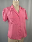 Vintage Blouse  Size 36 Medium Pink Short Sleeve Camp Shirt 60s 70s