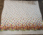 Colorful Tulip Flowers Border Fabric On White W White Dots All Cotton 48lx44w
