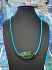 Natural Green Fluorite Pendant Turquoise Necklace High Quality Gem