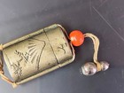 Japanese Antique Brass Koro Inro-style Pillbox Katakiri Mt Fuji Pine Netsuke