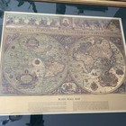 Vintage Blaeu Wall Map Of The World Gold Foiled Nova Totivs Orbis Tabvla Framed