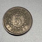     1866 Shield Nickel  rays   Au Choice With Eye Appeal 