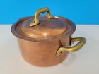 Vintage Copper Pot W  Lid Made In France Tin Lining Small 4 75 