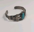 Vintage Navajo Sterling Silver Turquoise Bracelet Cuff