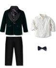 Sangtree Boys Shawl Tuxedo Suit Velvet Set Gentleman Wedding Outfit 4-5t