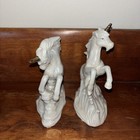 Pair Of Pearlized Iridescent Unicorn Statues 6    Tall Porcelain