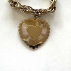 Vintage Bracelet With Heart Charm 7 Inches Valentine Love Spring Ring Closure