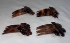 Vintage Hair Side Combs Faux Tortoise Shell 1    Wide Star Flower Made In France