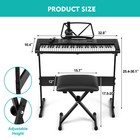 Black 61keys Lighted Up Electric Piano Keyboard W bench stand headset microphone