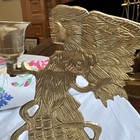 Pair Vintage Solid Brass Angel Candlestick Holders Herald Holiday 7    Tall India
