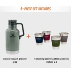 Stanley Classic Outdoor Growler Set W 4 12 Ounce Tumblers New Hammertone Green