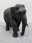 Hand Carved Dark Wood Elephant Figurine Statue Animal Home Decor Collectible
